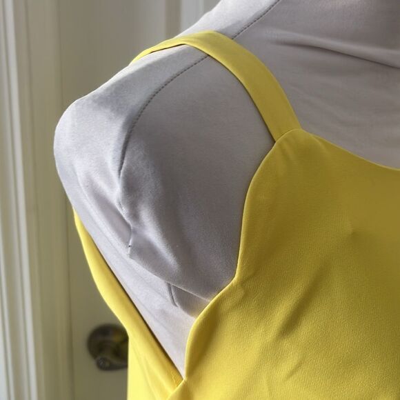 Sunsets & Sweet Tea Lemon Yellow Dress Scallops Hem and sleeves Stretch Fabric - Picture 2 of 8